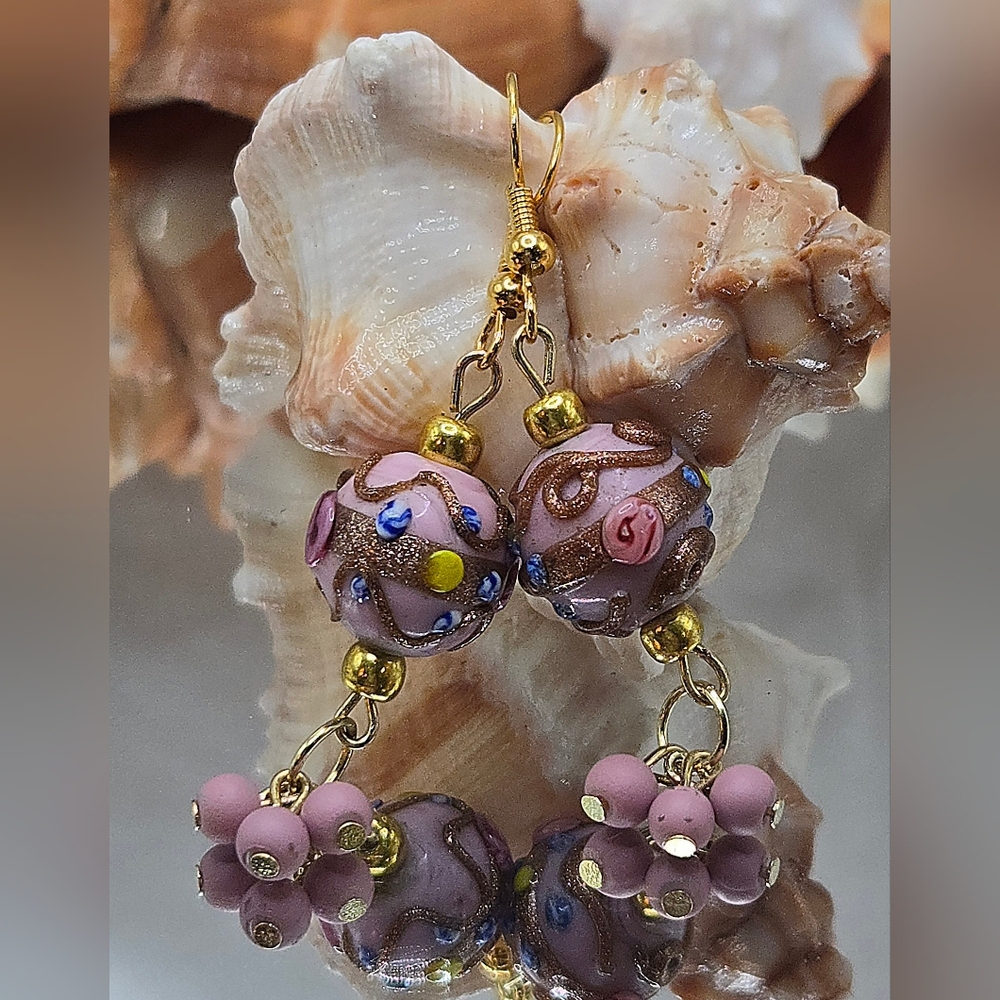 Elegant HandmadeVintage Murano Glass Beaded Earrings